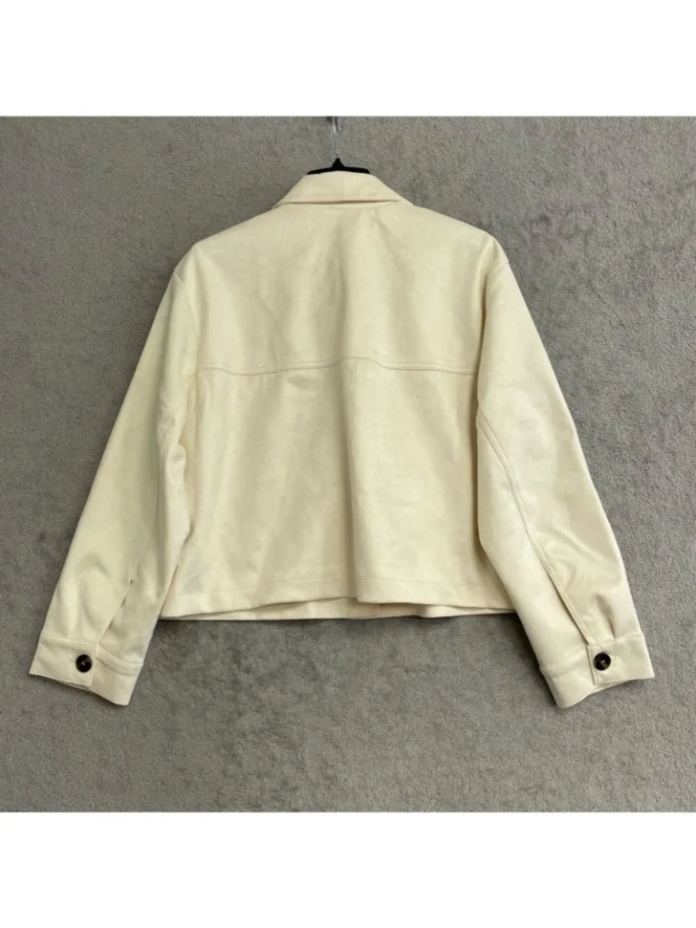 NWT Steve Madden Women's L Faux Suede Cream Button-Up Trucker Jacket  B0491